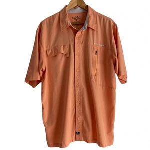 Salt Life Shirt Size XL Live Salty SLX Performance Stretch Fishing Orange Vented